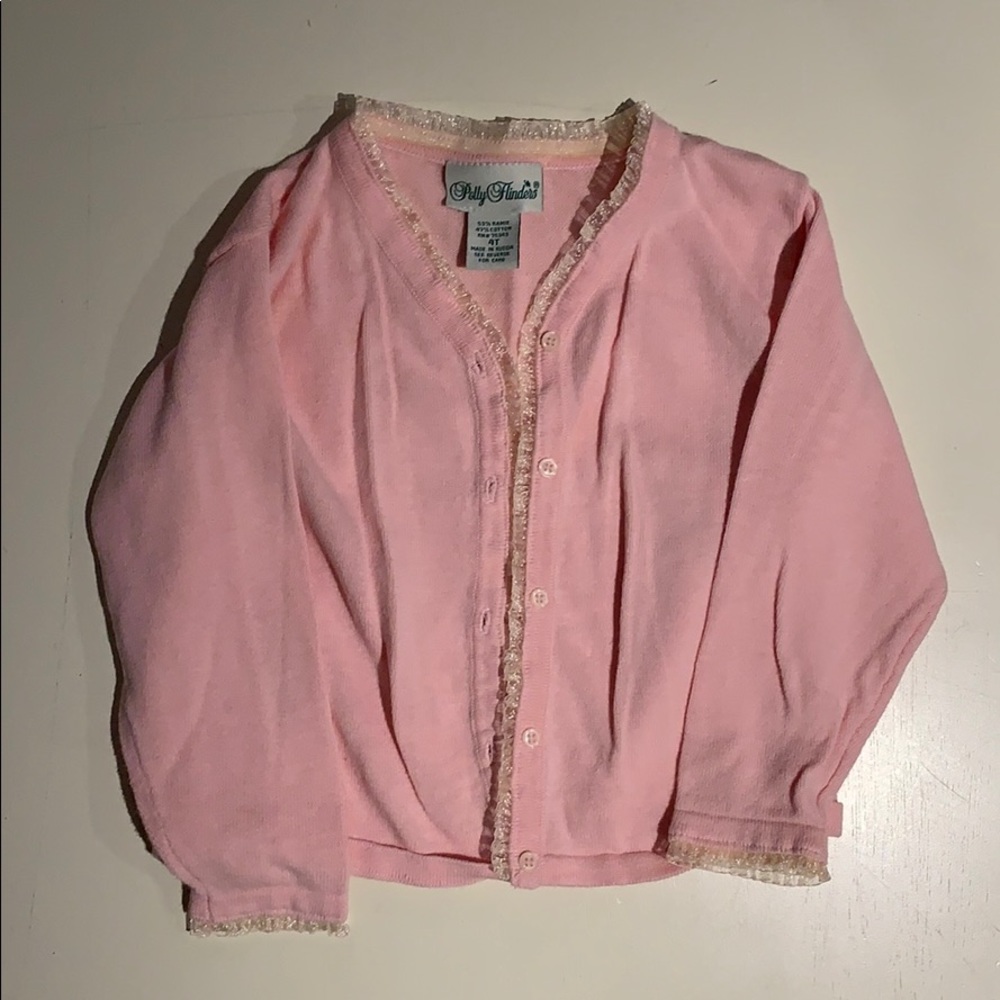 Polly Flinders Girls 4T Pink Button cardigan
